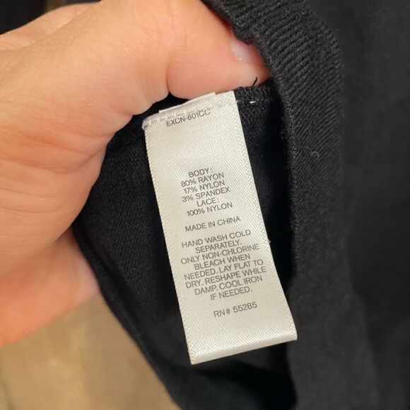 Express Black Lace Yoke Shoulder 3/4 Sleeve Sweater, Large - Picture 6 of 6